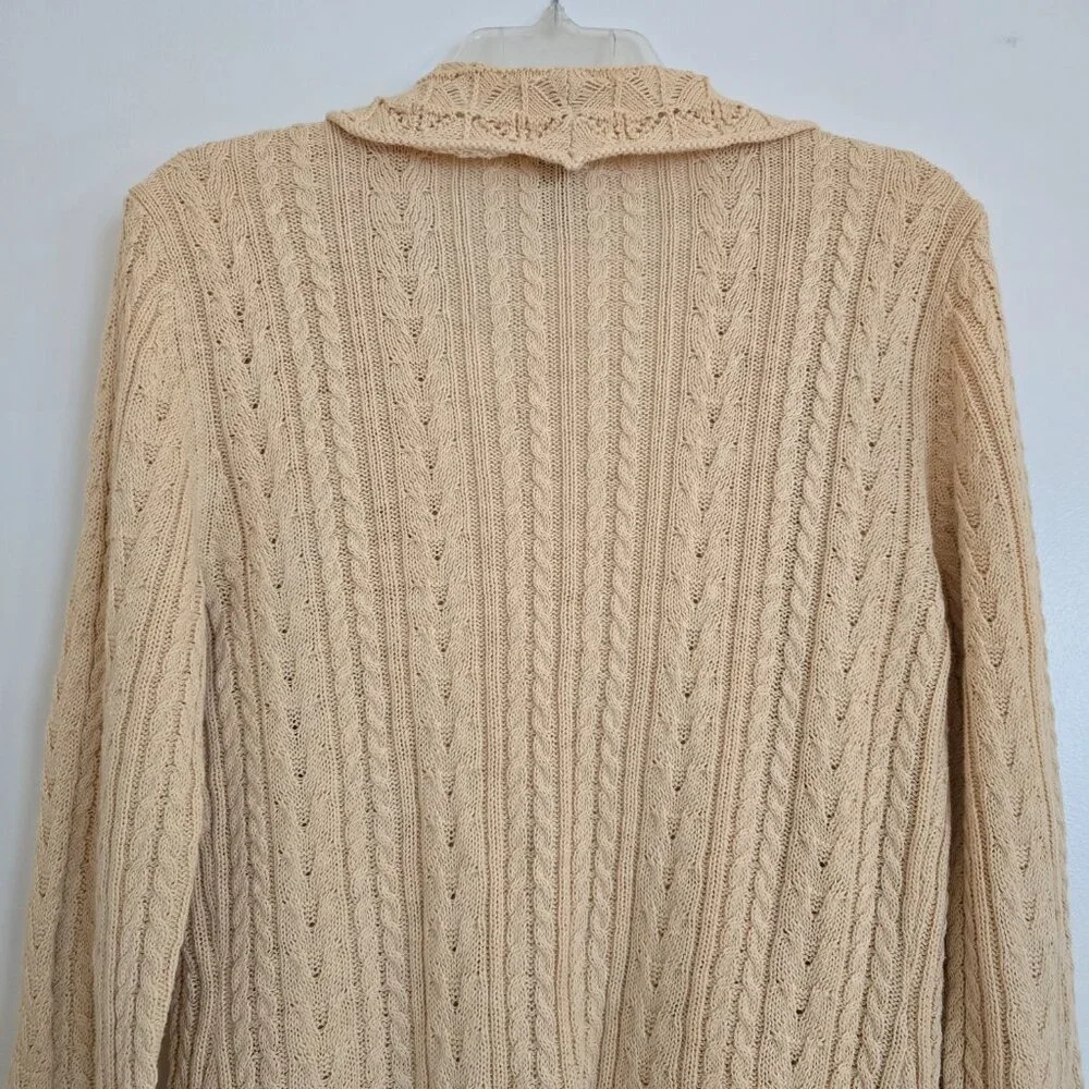 Lauren Jeans Company Ralph Lauren Creme Cotton Romantic Lace Knit Sweater Medium
